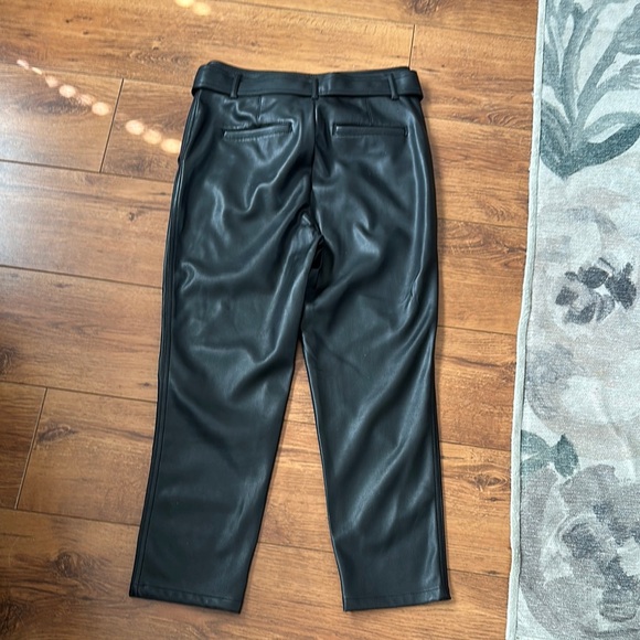 LOFT Black Faux Leather Pants with Belt - Picture 3 of 3